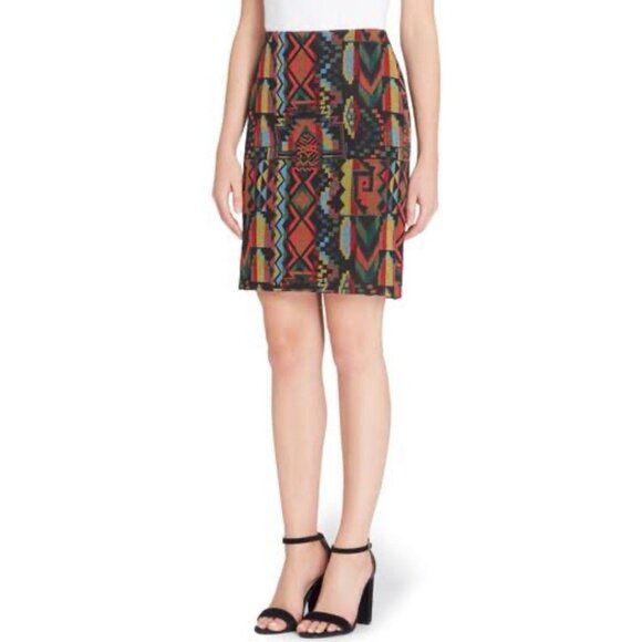 Catherine Malandrino Skirt Emmett Woven Aztec Southwest Sz 14 - Picture 1 of 12